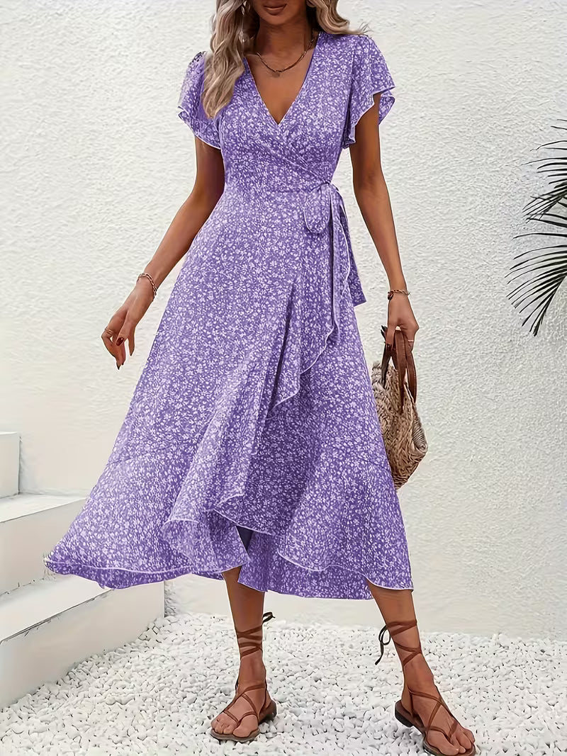 Elara | Robe portefeuille fluide et évasée