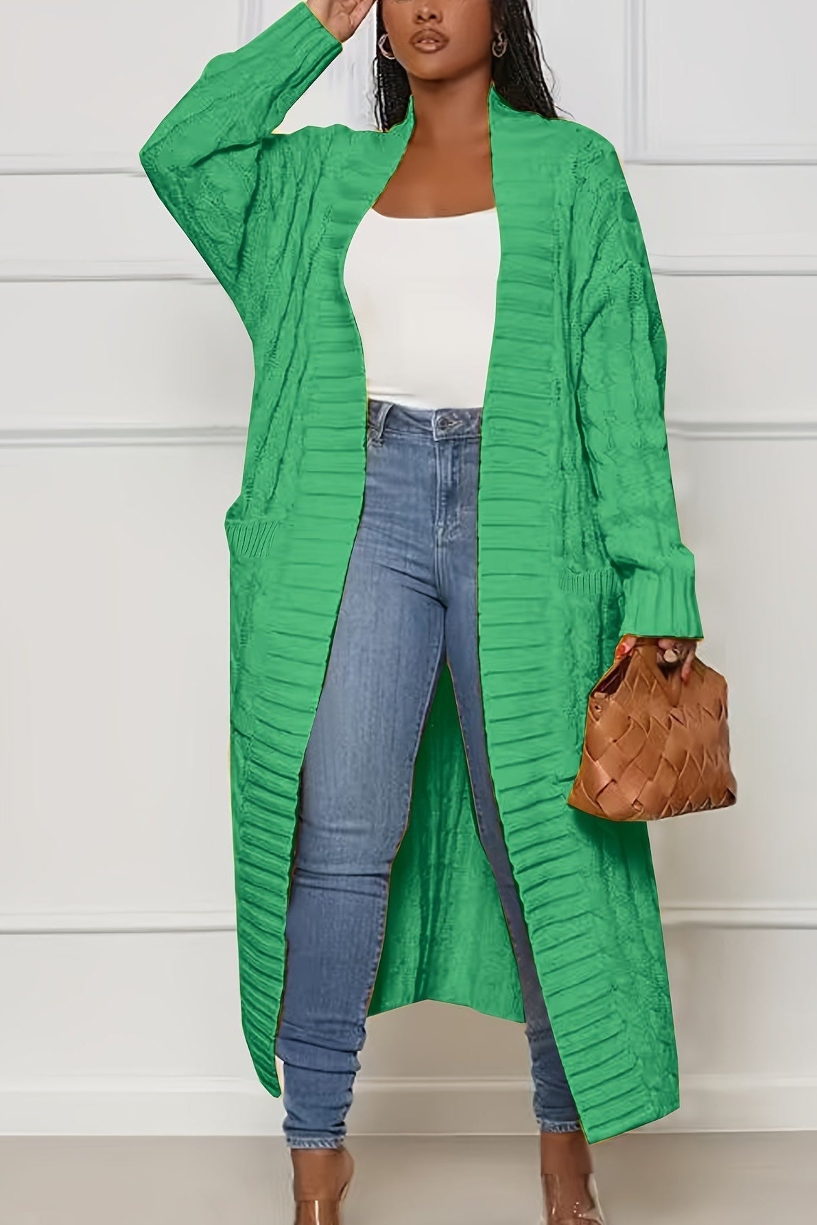 Cardigan Femme Long | Décolleté en V & Structure Côtelée