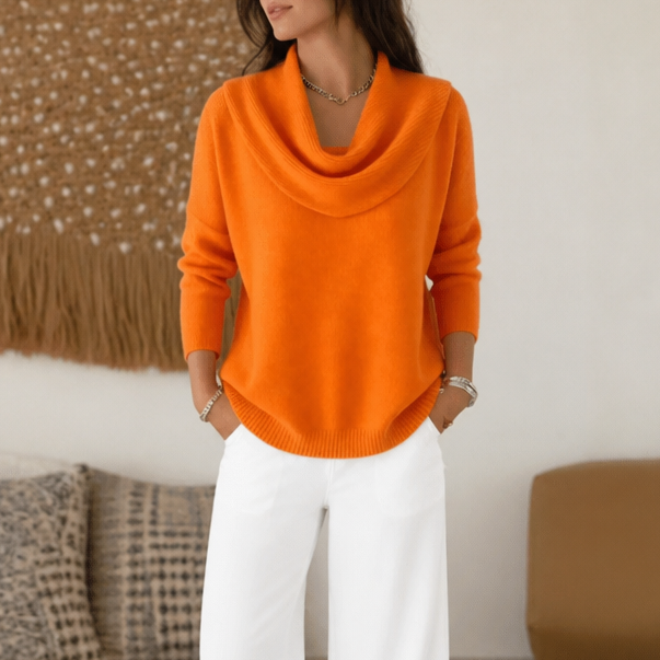 Isabelle | Pull en Tricot Élégant et Féminin avec Décolleté Drapé