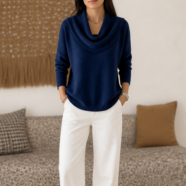 Isabelle | Pull en Tricot Élégant et Féminin avec Décolleté Drapé