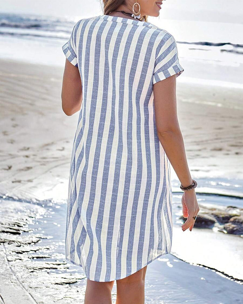 Martine™ - Robe chemise élégante à rayures