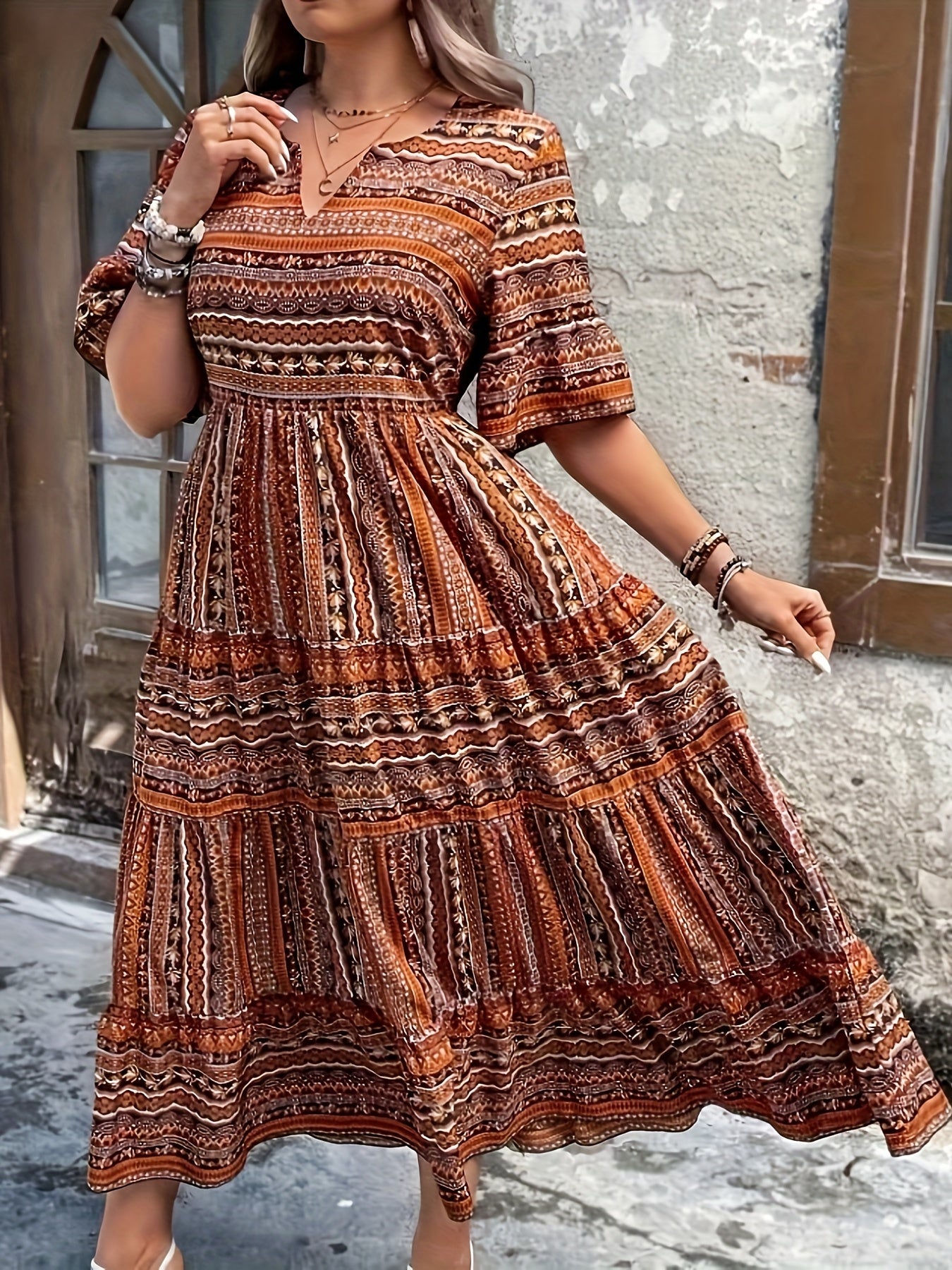 Daisy | Robe midi fluide imprimée boho pour femmes