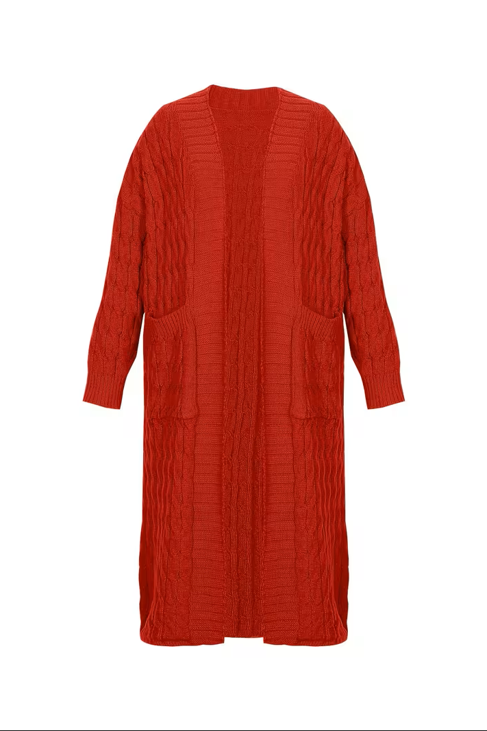 Cardigan Femme Long | Décolleté en V & Structure Côtelée