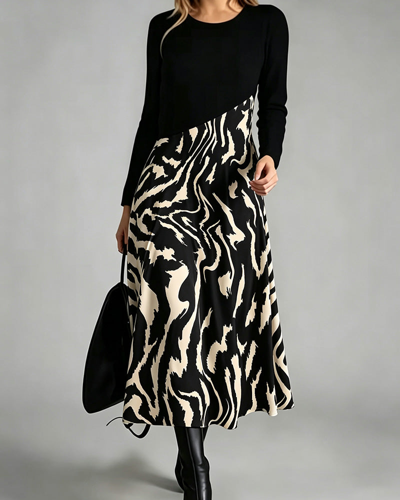 Robe Patchwork Zèbre Manche Longue