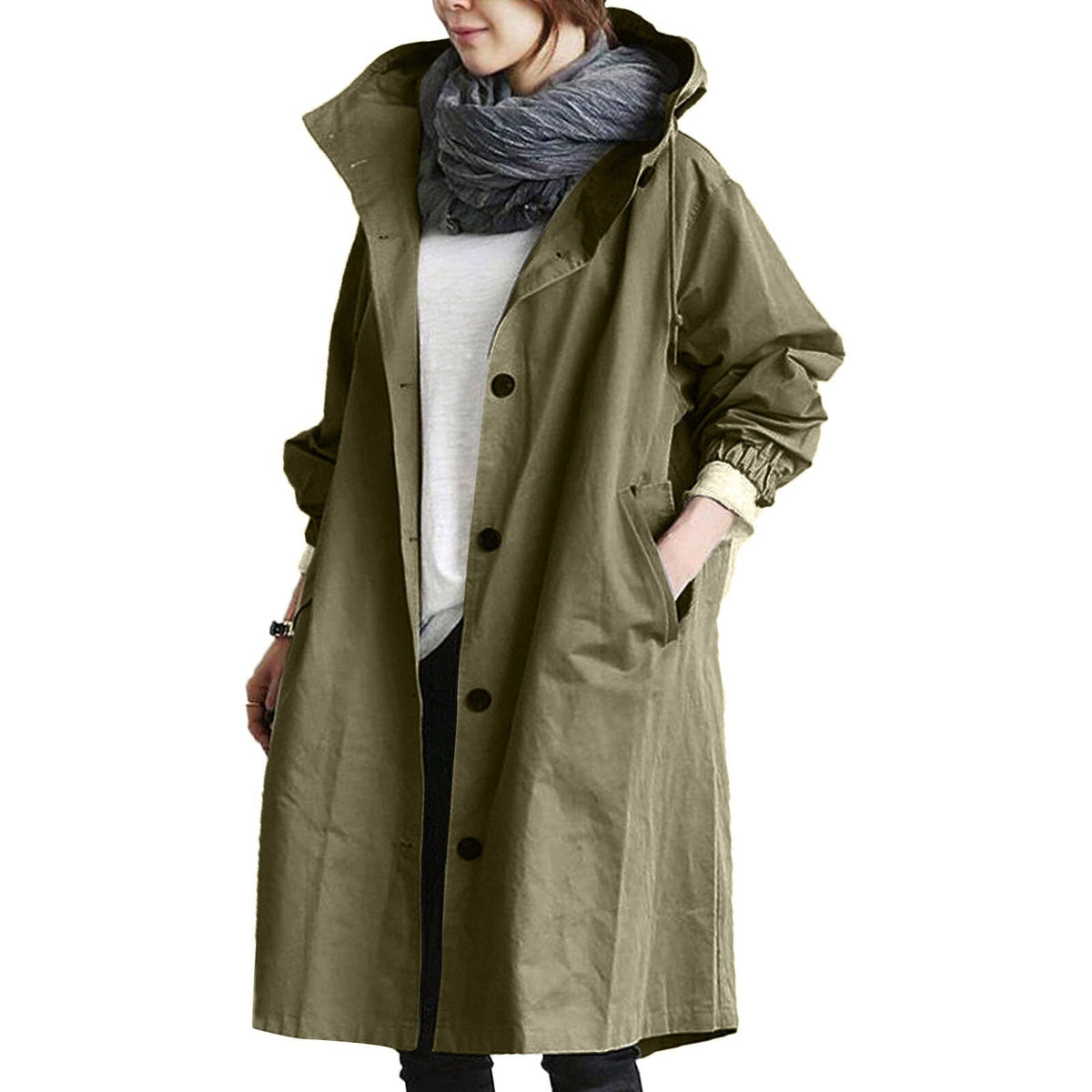 Manteau de Pluie Long Imperméable avec Capuche et Poches