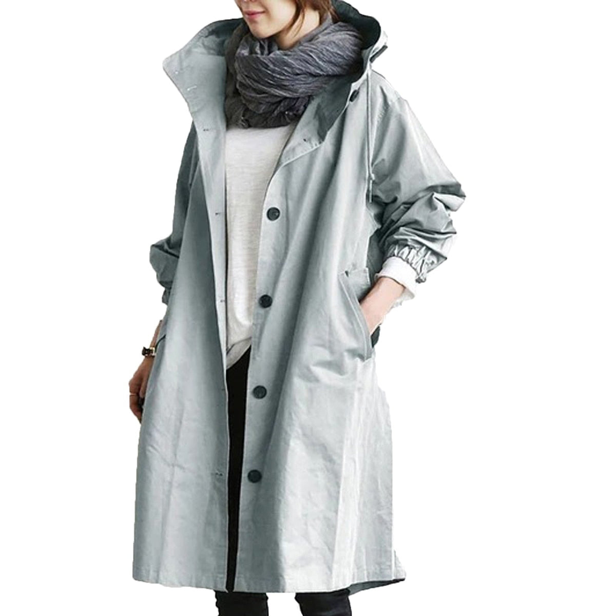 Manteau de Pluie Long Imperméable avec Capuche et Poches