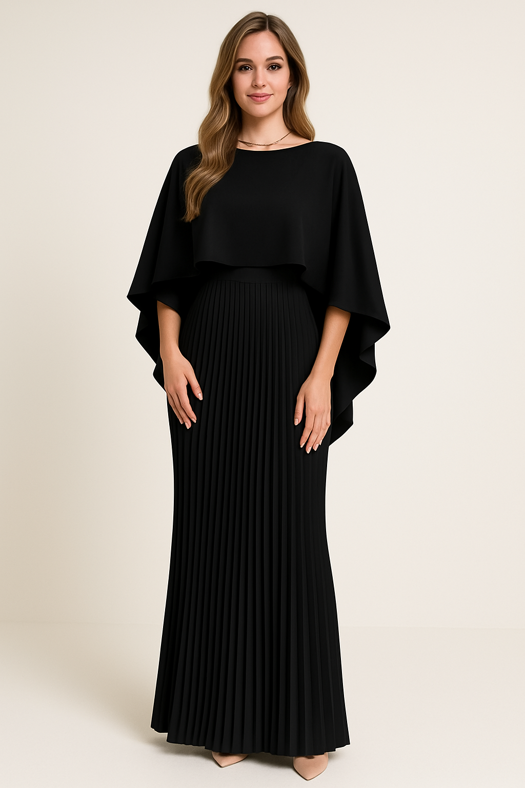 Robe de soirée femme | Look plissé & optique élégante de cape