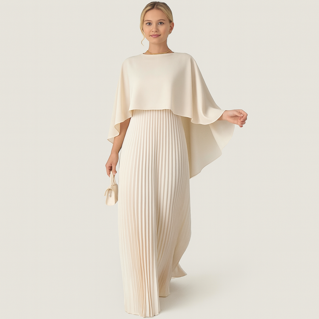 Robe de soirée femme | Look plissé & optique élégante de cape