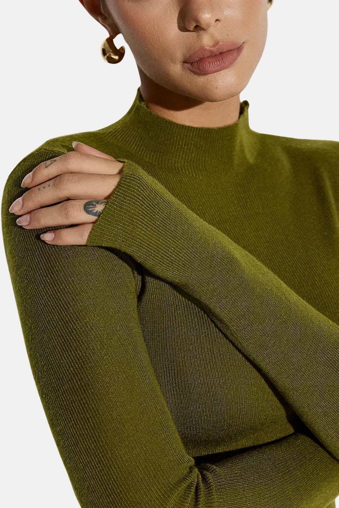 Top En Maille Avec Col Montant Et Manches Longues Pour Femme | Idéal Pour Usage Quotidien