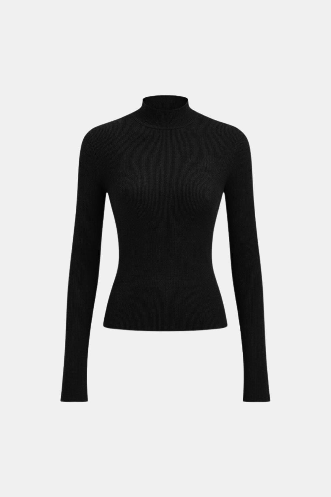 Top En Maille Avec Col Montant Et Manches Longues Pour Femme | Idéal Pour Usage Quotidien