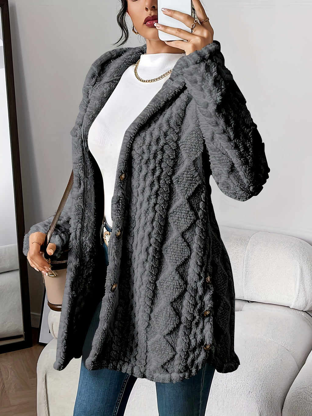 Mia | Veste en peluche décontractée et confortable avec capuche