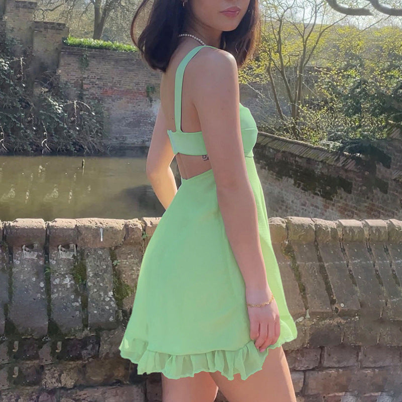 Robe Courte Avec Dos Ouvert Et Jupe À Volants Pour Femme | Idéale Pour Les Journées Estivales