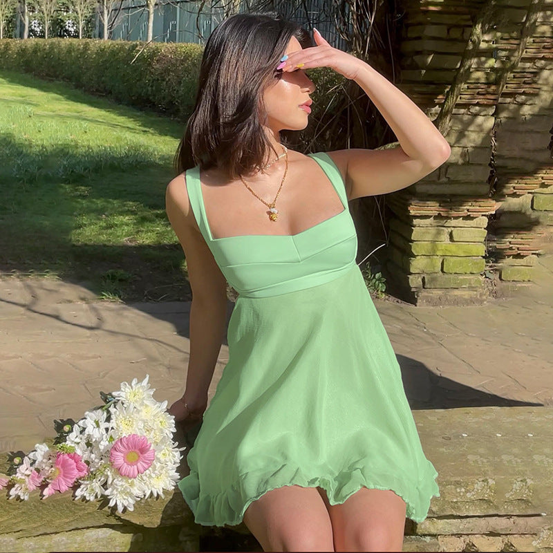 Robe Courte Avec Dos Ouvert Et Jupe À Volants Pour Femme | Idéale Pour Les Journées Estivales
