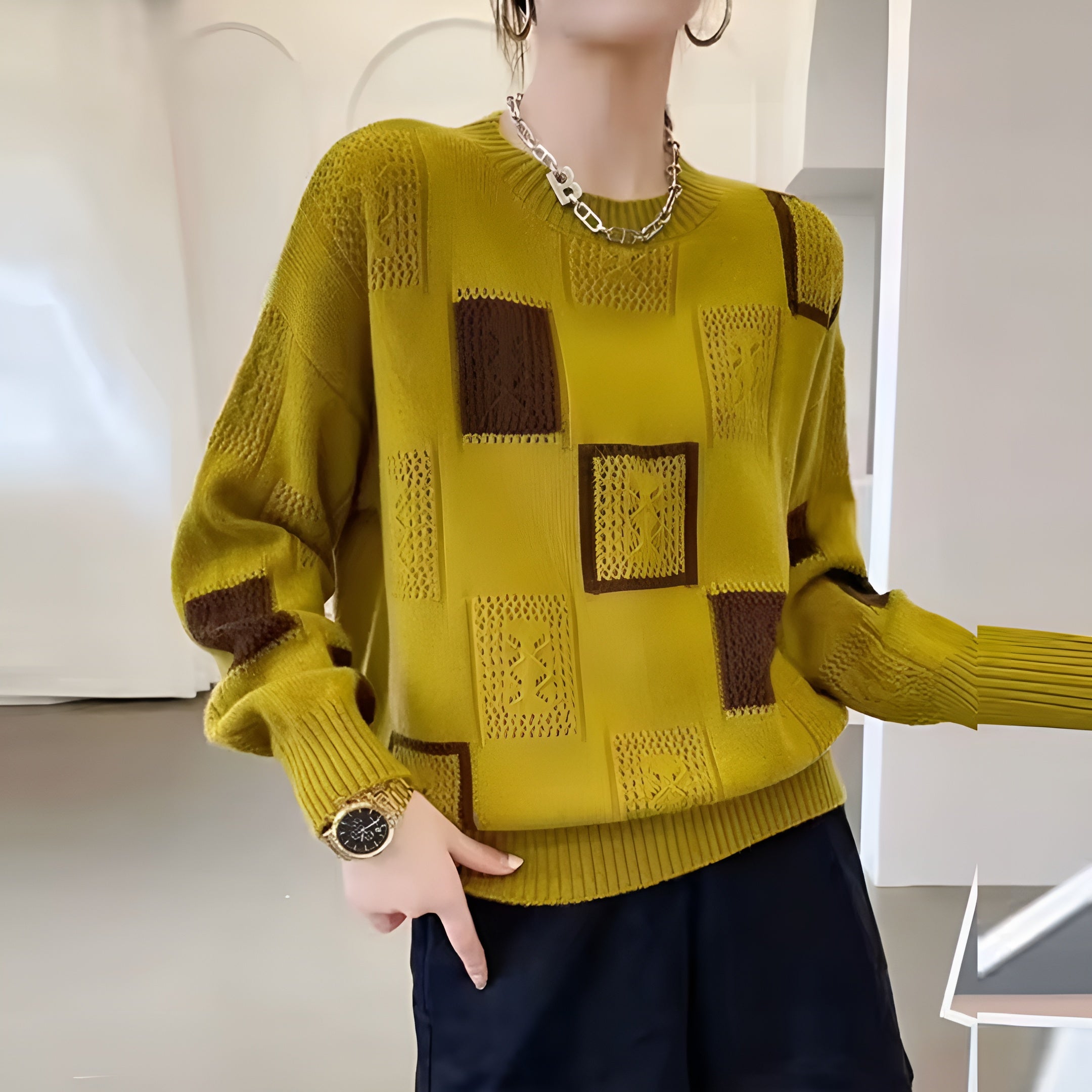 Vanessa | Pull en tricot moderne avec motif géométrique