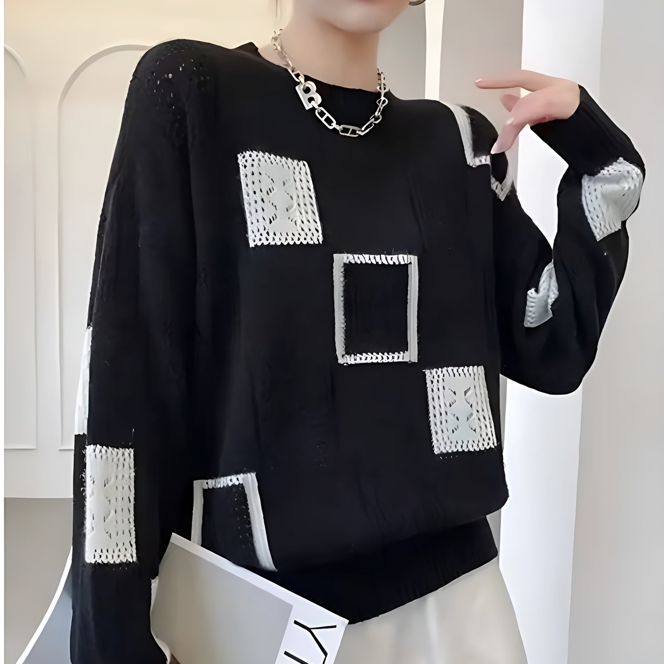 Vanessa | Pull en tricot moderne avec motif géométrique