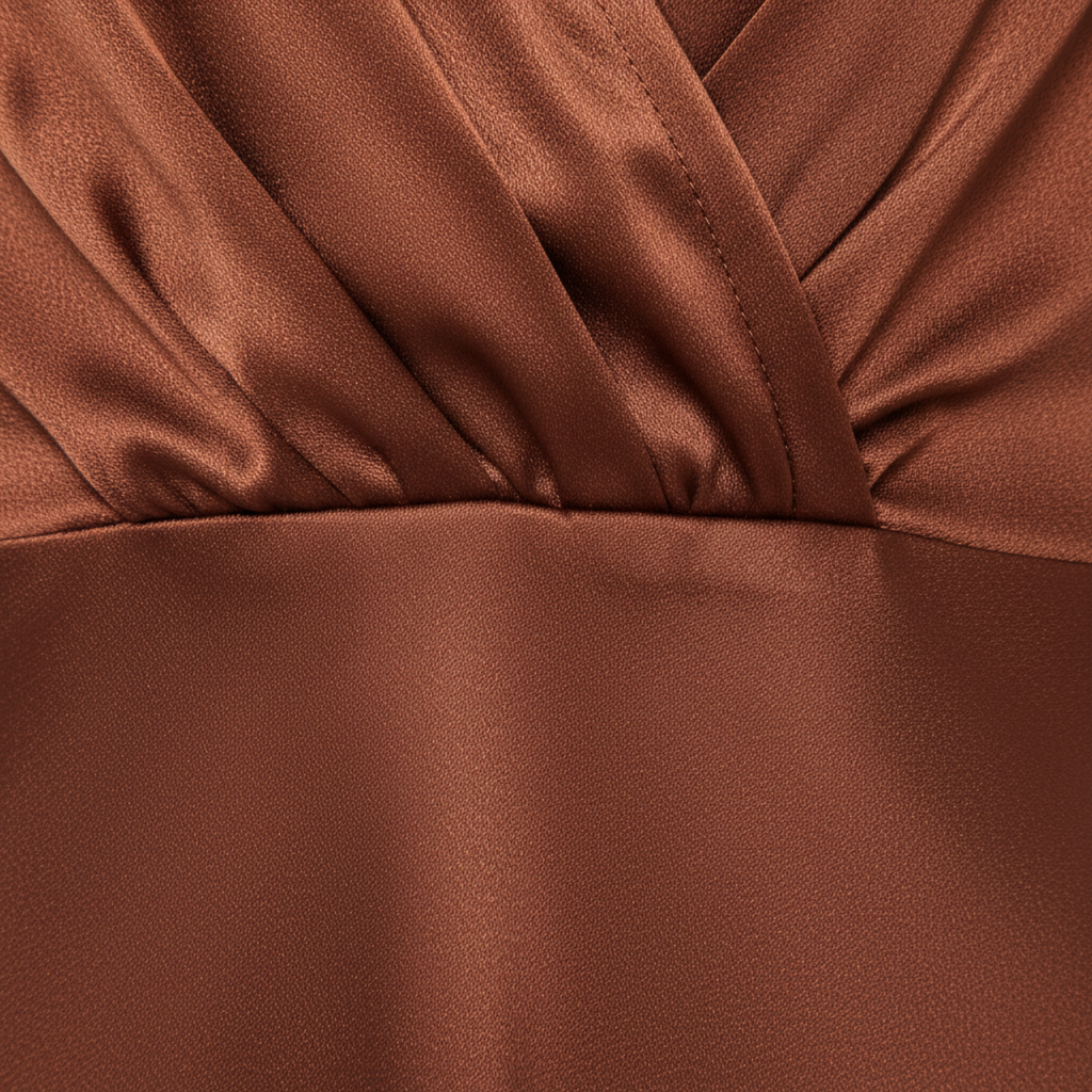 Robe Longue en Satin pour Femme avec Col en V et Manches Courtes Style Cape