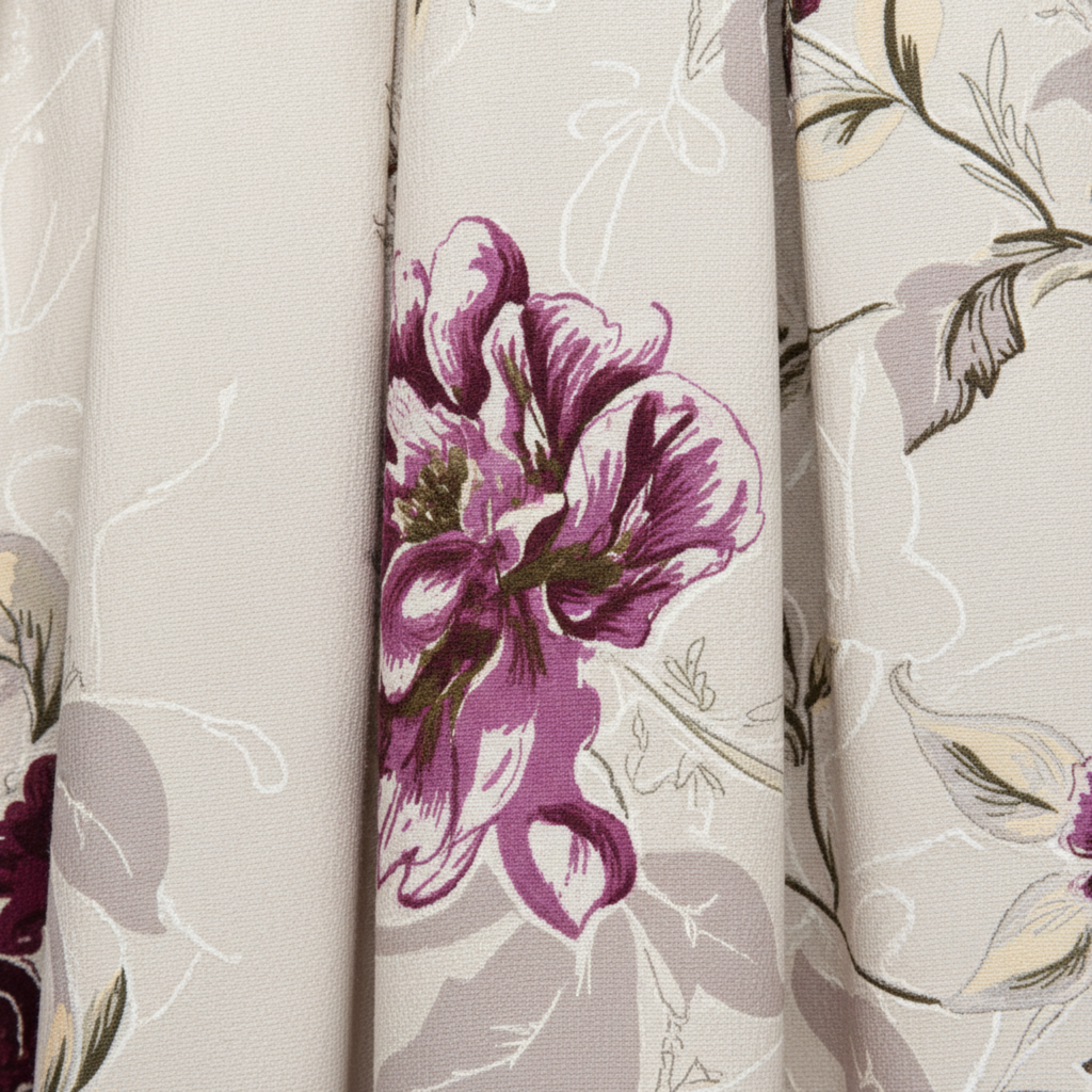 Robe de Soirée Midi Imprimé Fleuri à Manches 3/4 pour Invitée de Mariage