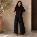 Ensemble Deux-Pièces Femme | Design en Dentelle & Pantalon Palazzo Élégant