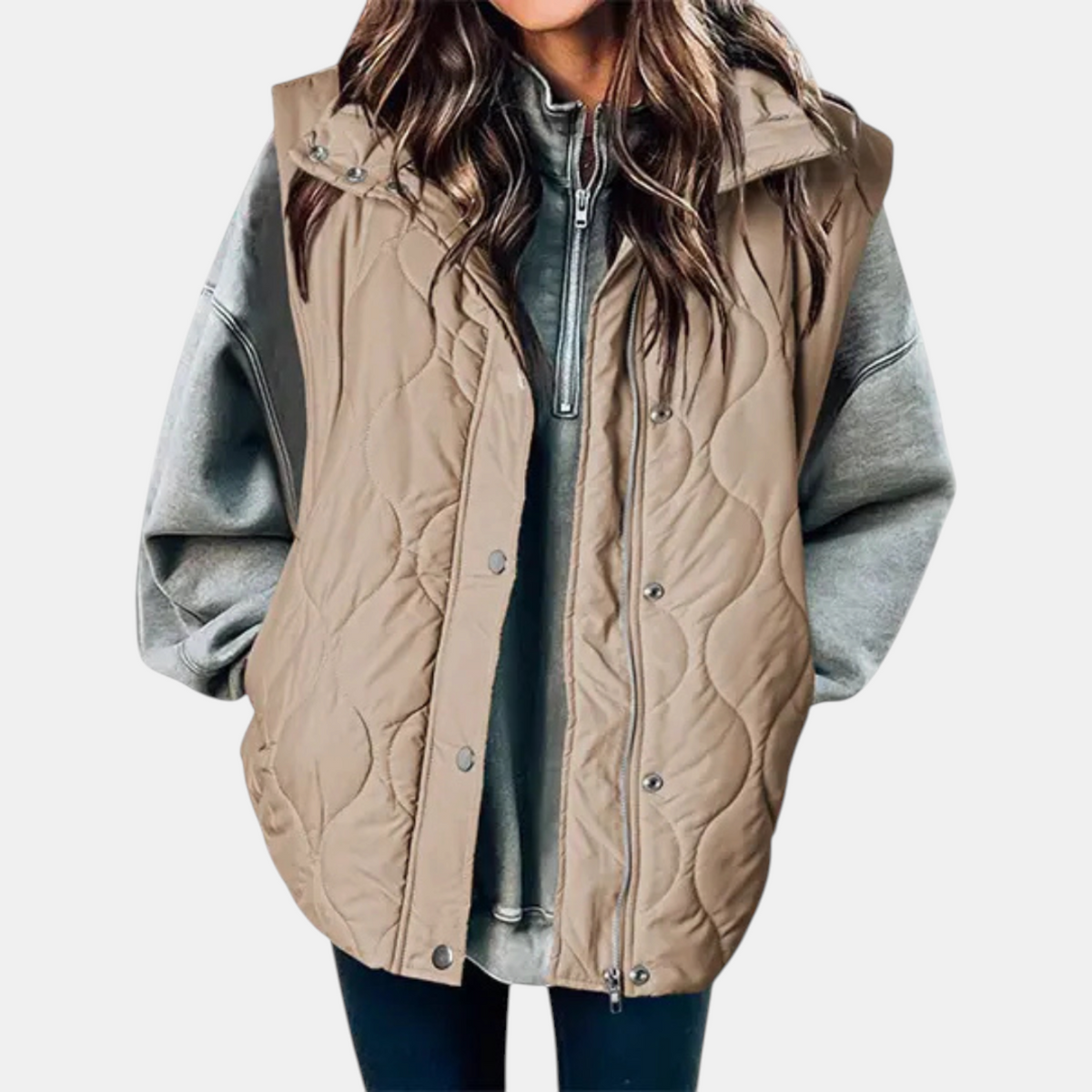Gilet pour femmes avec boutons et poches, capuche