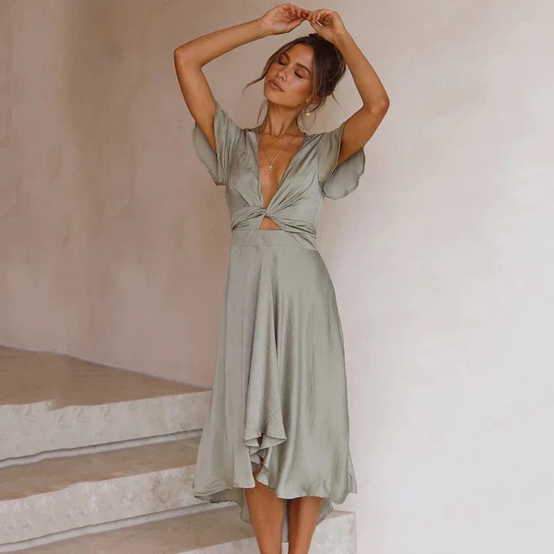 Edvige™ - Robe Maxi Satin en Bois de Rose