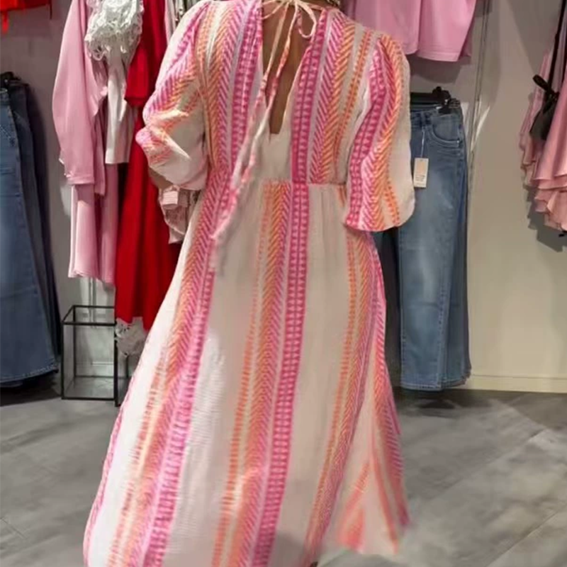 Robe Maxi Femme | Imprimé Ethnique & Manches Bouffantes Féminines