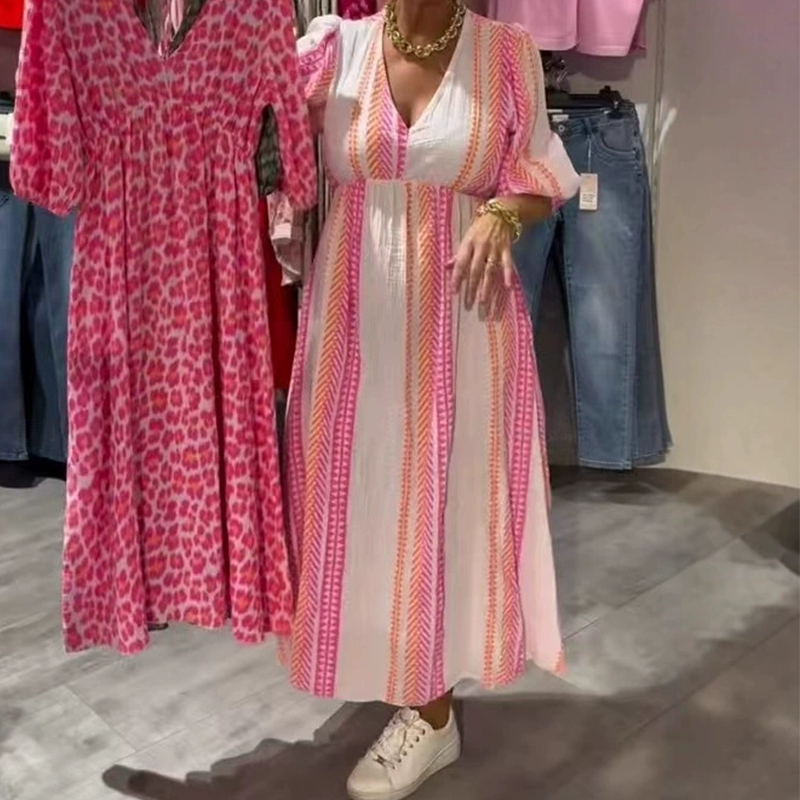 Robe Maxi Femme | Imprimé Ethnique & Manches Bouffantes Féminines