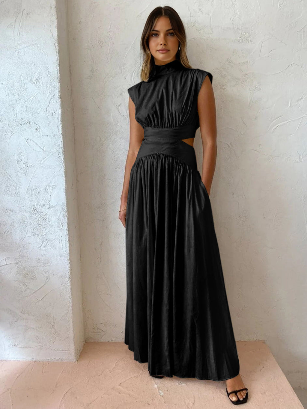Robe Maxi Élégante Sans Manches pour Occasions Formelles