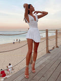 Robe Mini À Bretelles Avec Jupe Plissée Pour Femme | Idéale Pour Les Sorties Et Vacances D’été