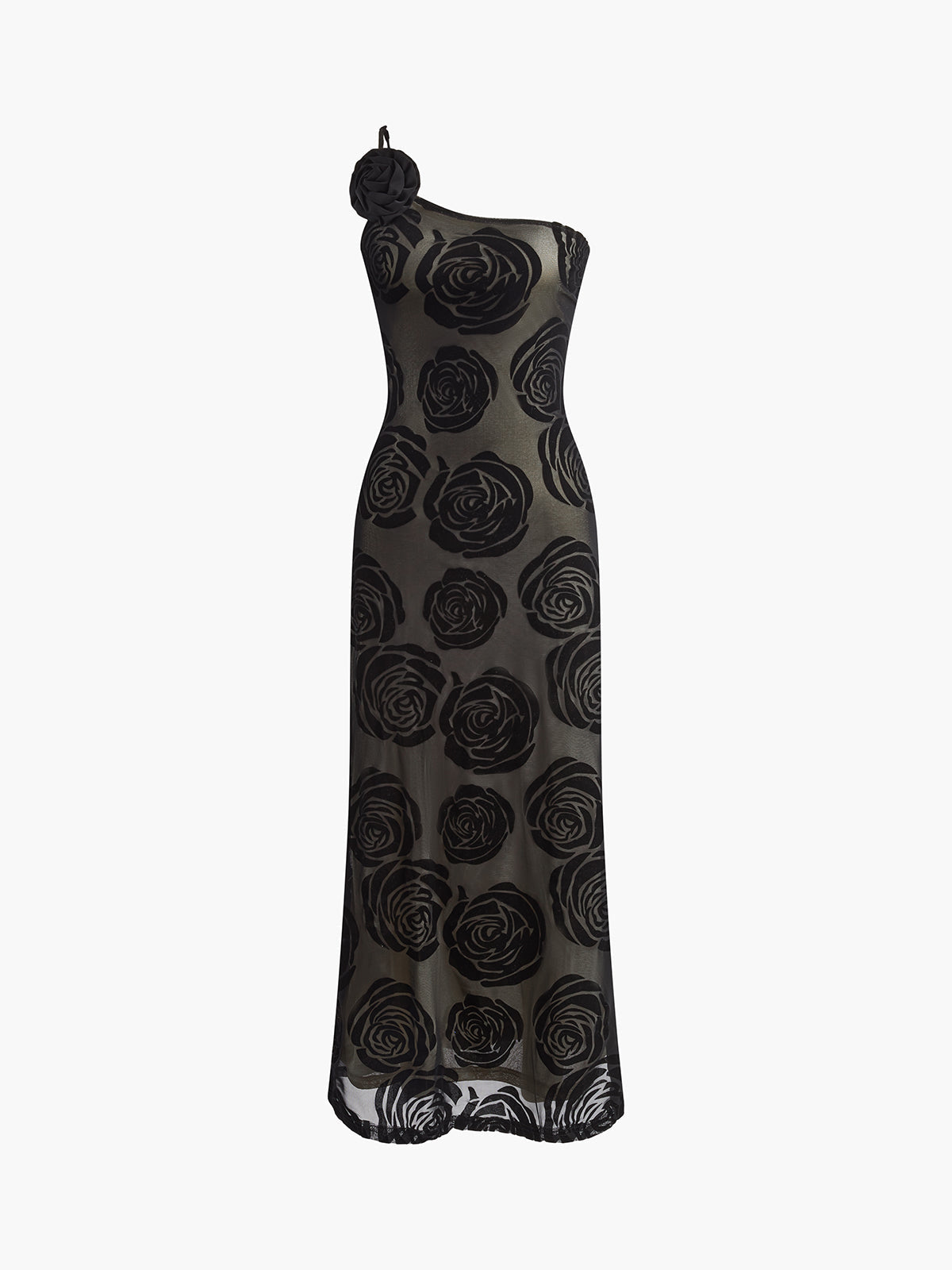 Robe Longue Asymétrique Avec Fleurs Appliquées Pour Femme | Idéale Pour Les Soirées Et Événements