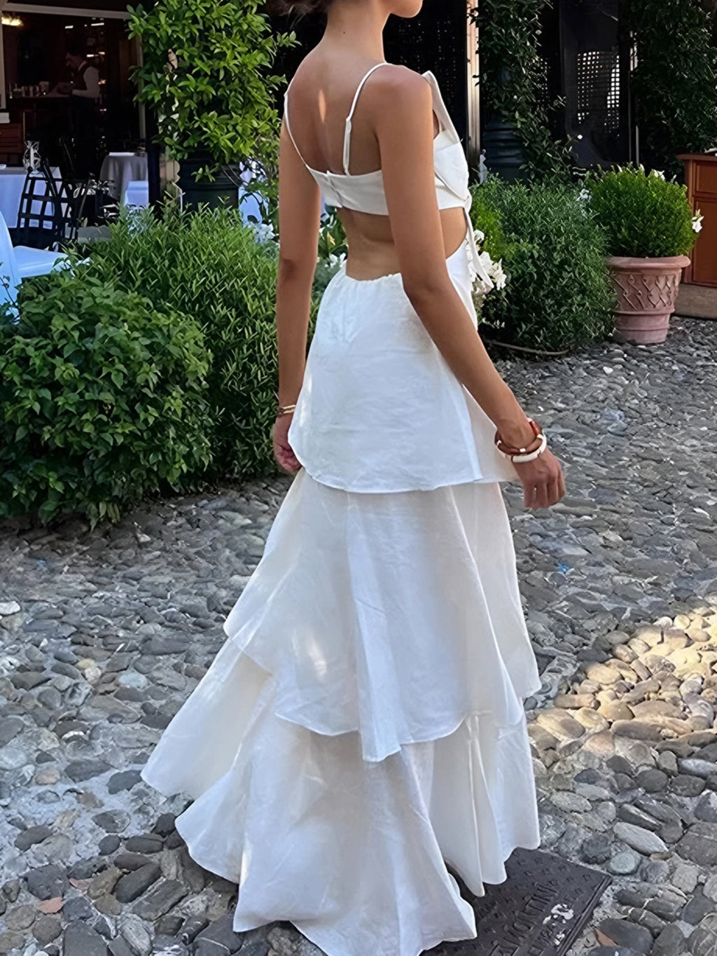 Robe Longue À Fines Bretelles Avec Jupe À Volants Pour Femme | Idéale Pour Les Soirées D’été