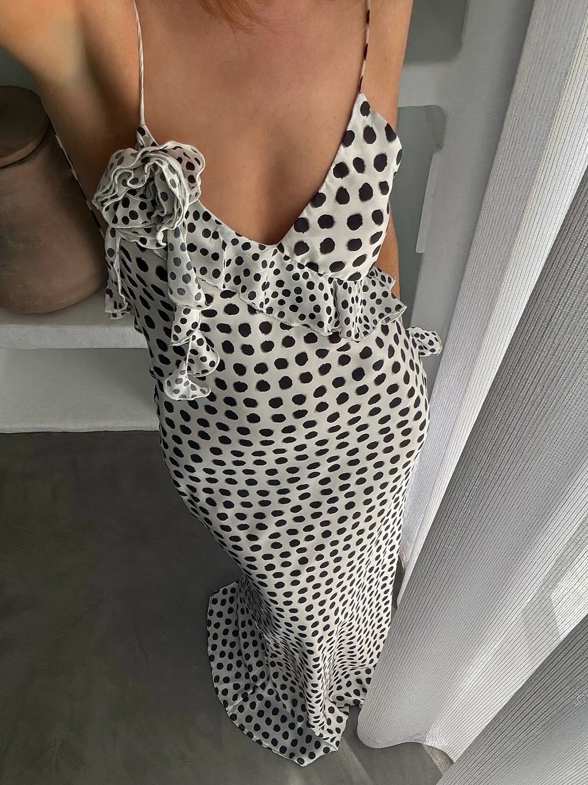 Robe Longue À Pois Avec Dos Ouvert Pour Femmes | Idéale Pour Vacances Et Sorties D’Été