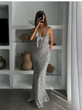Robe Longue À Pois Avec Dos Ouvert Pour Femmes | Idéale Pour Vacances Et Sorties D’Été