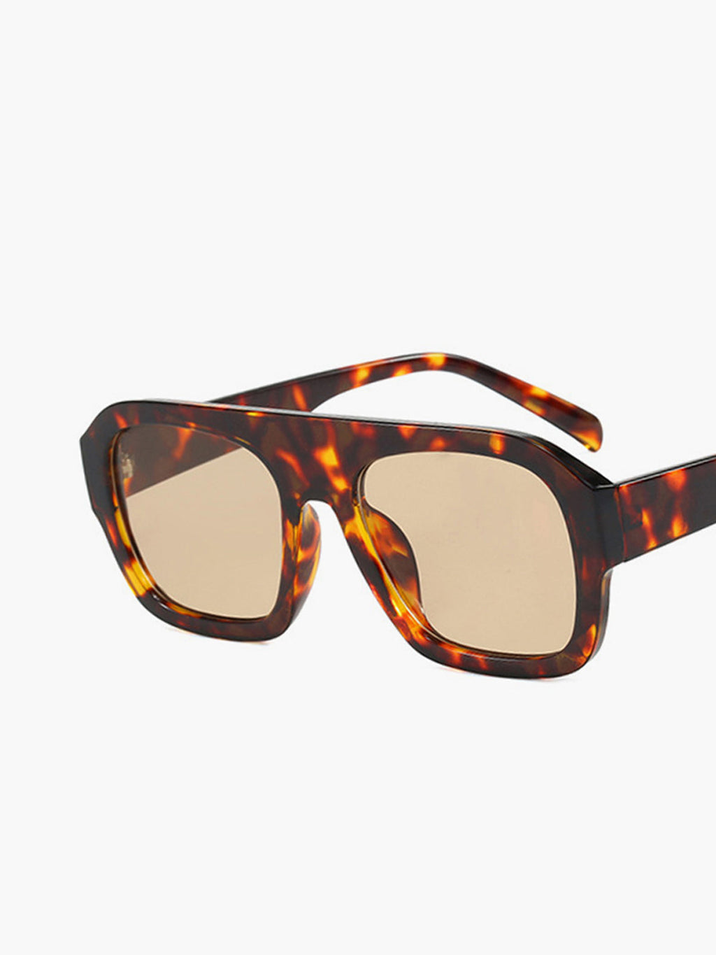 Lunettes de soleil rétro carrées à imprimé léopard