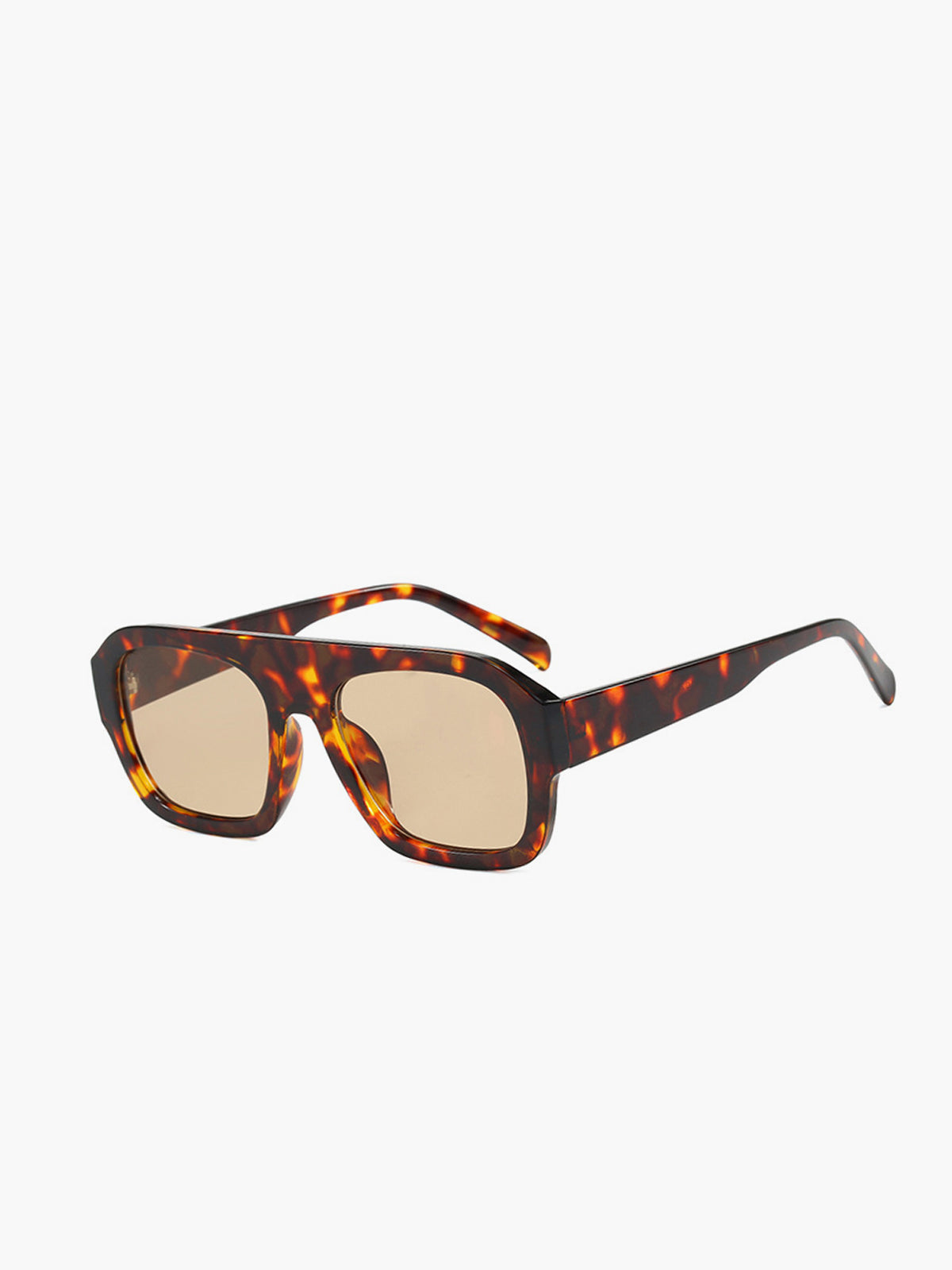 Lunettes de soleil rétro carrées à imprimé léopard