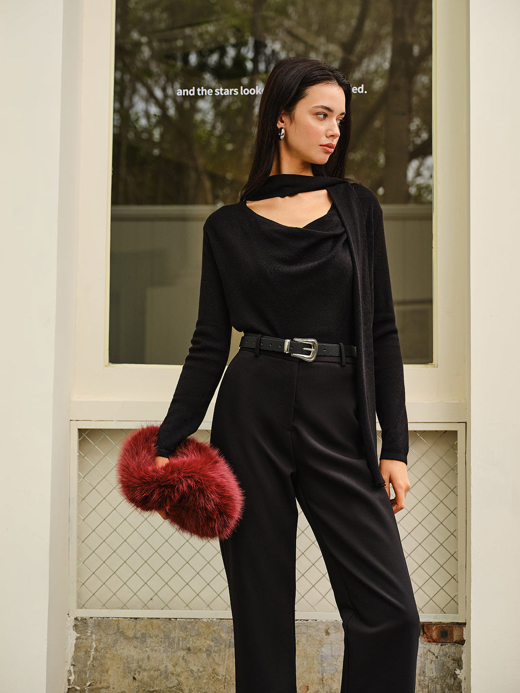 Top À Col Drappé Avec Tour De Cou Intégré Et Manches Longues Pour Femme | Idéal Pour Soirées Et Occasions Spéciales