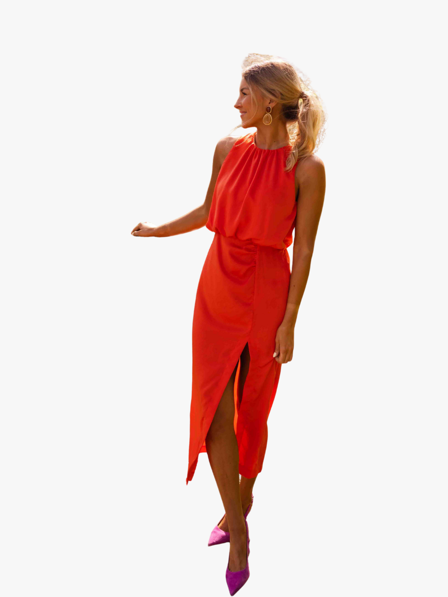 Zehelia | Robe midi sans manches avec élégante fente latérale