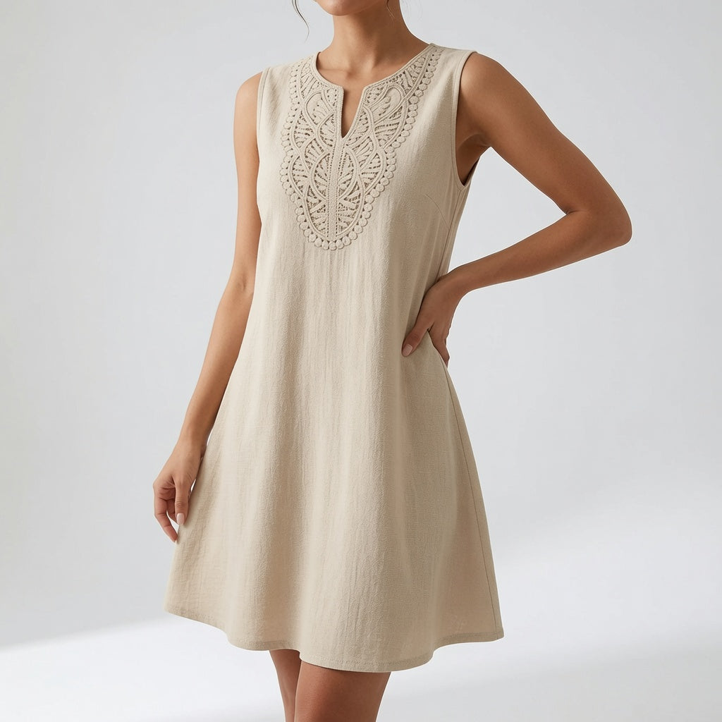 Greteph | Robe midi élégante avec décolleté brodé