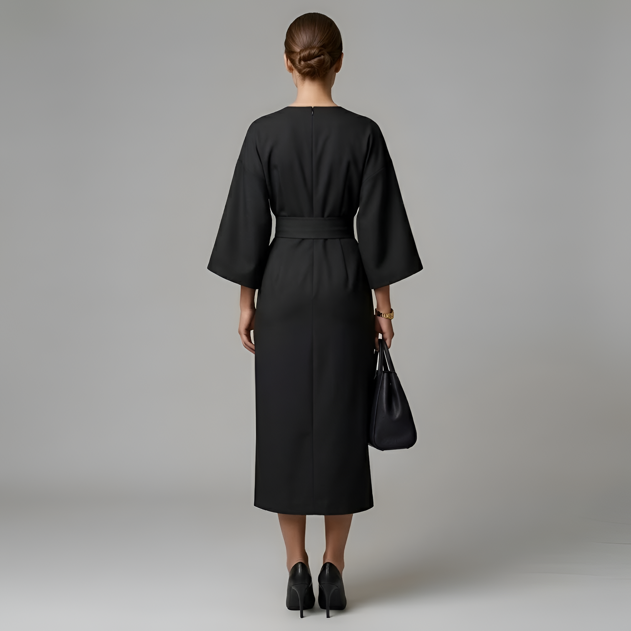 Eevee - Robe élégante à manches chauve-souris et cordon à la taille