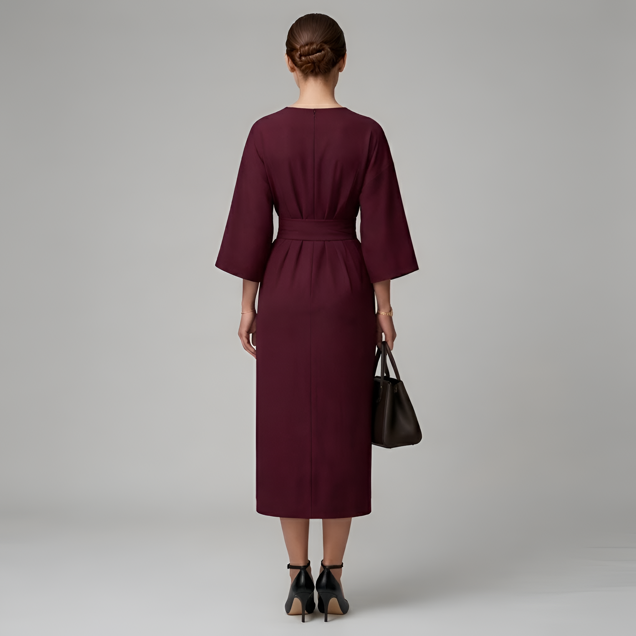 Eevee - Robe élégante à manches chauve-souris et cordon à la taille