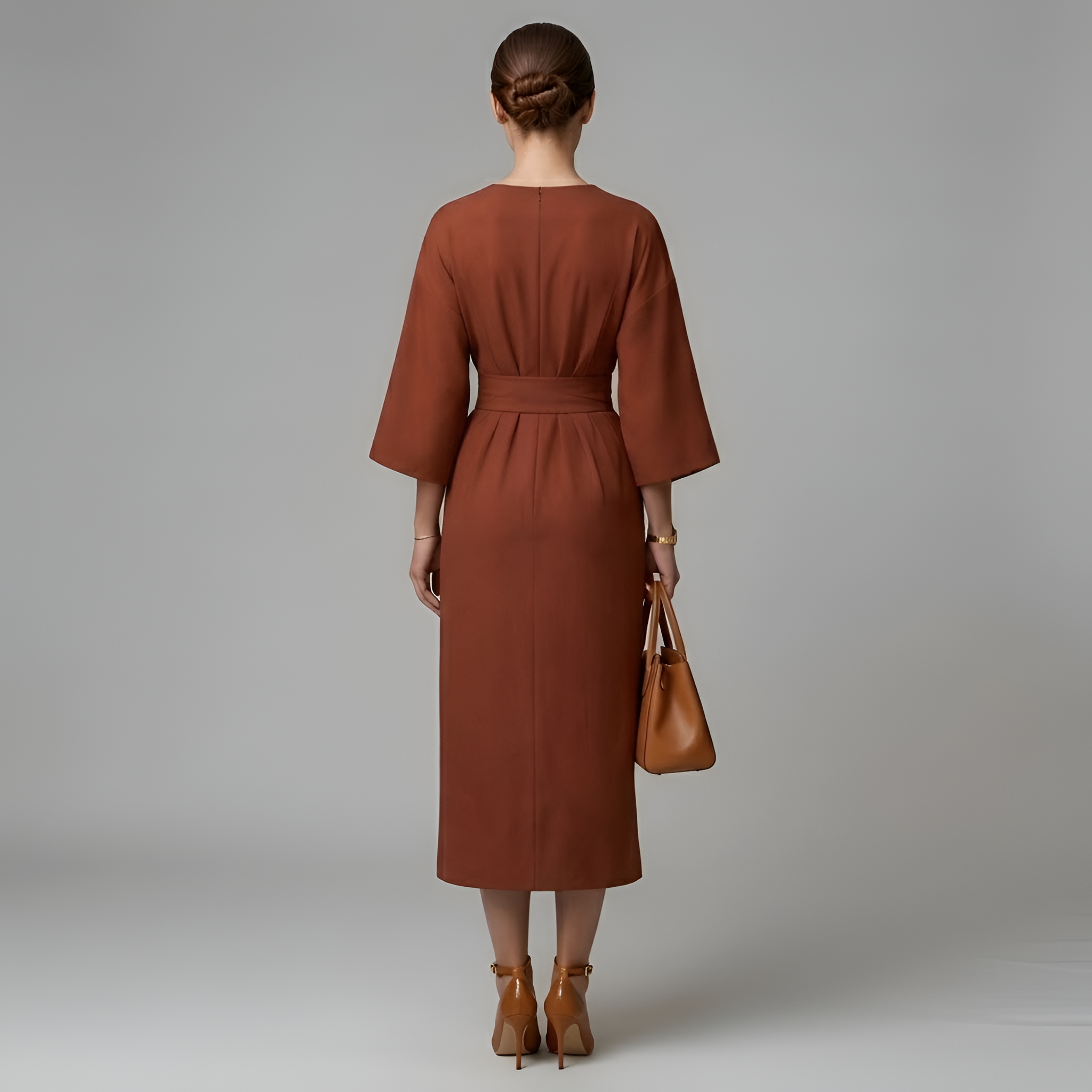 Eevee - Robe élégante à manches chauve-souris et cordon à la taille