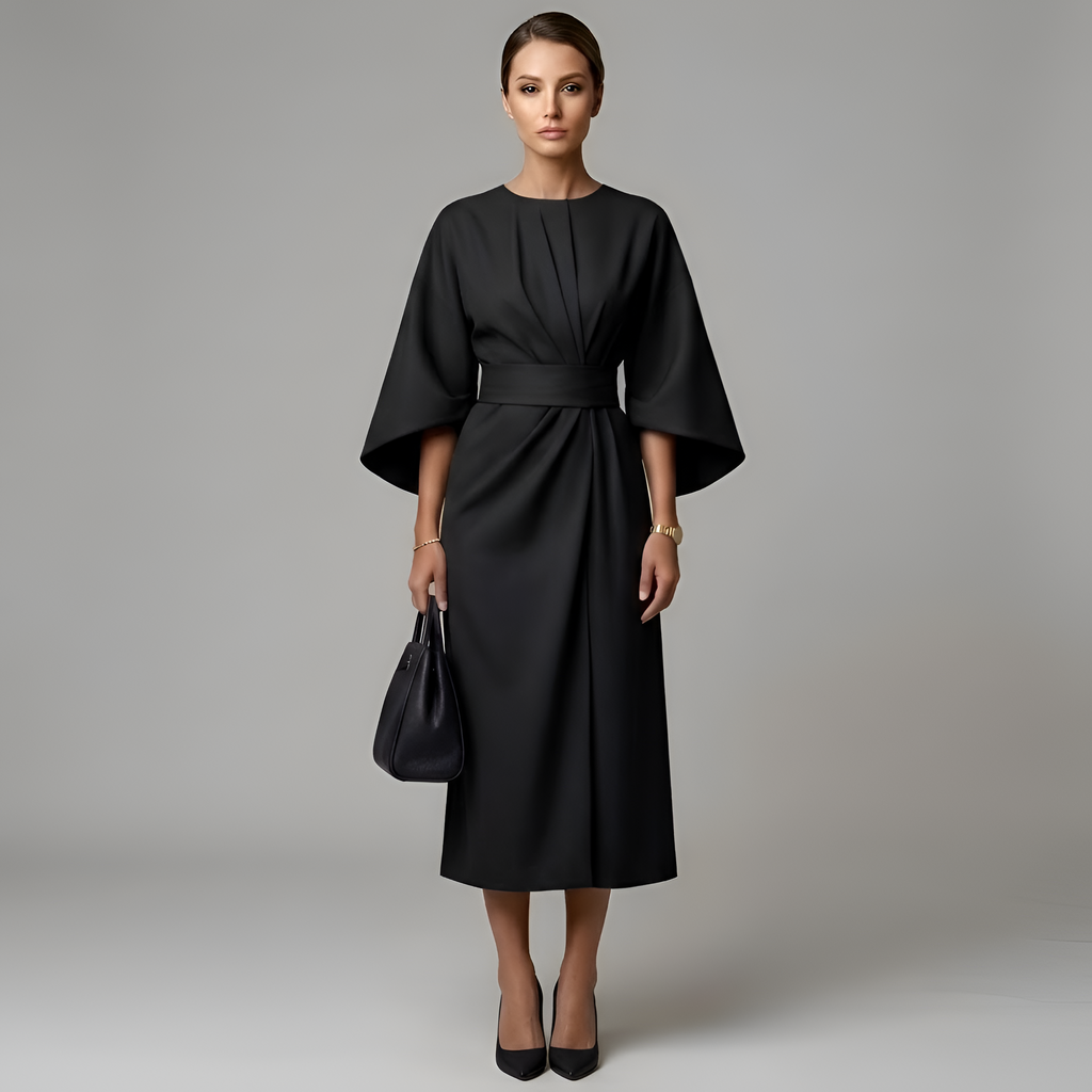 Eevee - Robe élégante à manches chauve-souris et cordon à la taille