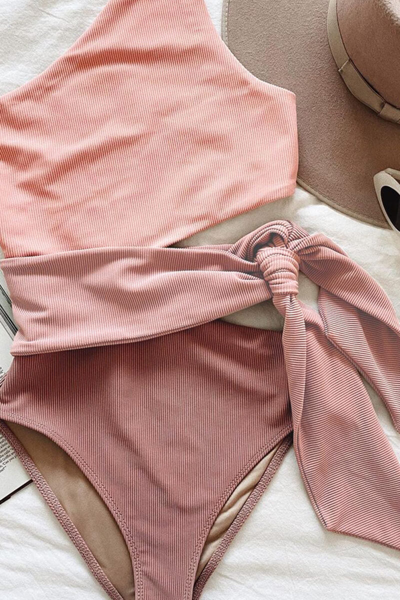 Maillot de bain asymétrique avec détail en nœud