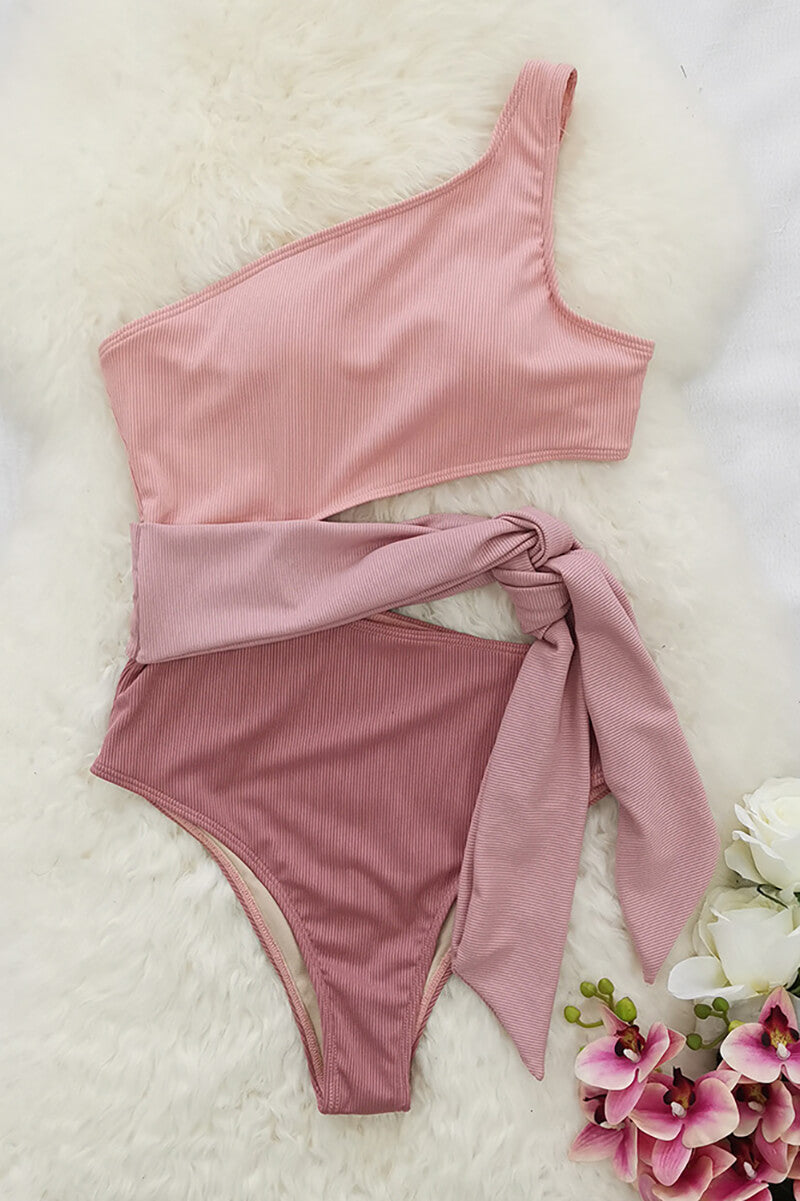 Maillot de bain asymétrique avec détail en nœud