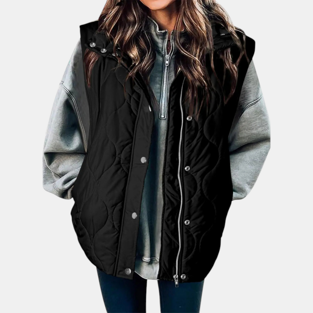 Gilet pour femmes avec boutons et poches, capuche