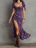 Wendy | Robe Midi à Manches Bouffantes Florale Boho