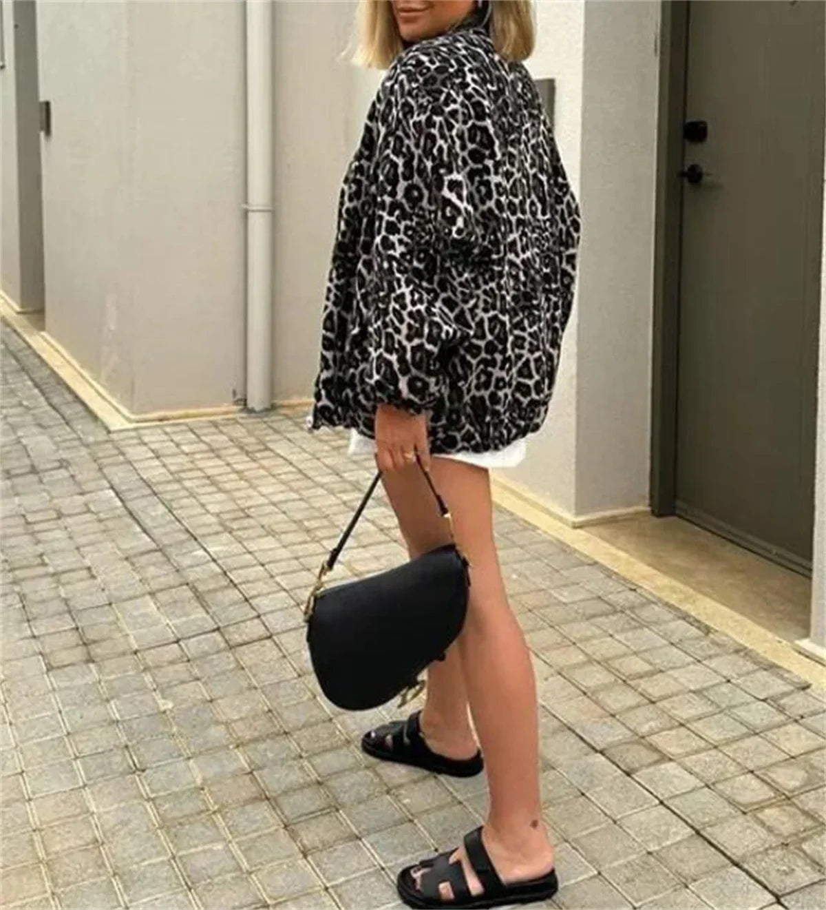Veste bomber femme | Fermeture éclair & motif léopard