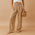 Pantalon Femme Pattes Larges Taille Haute - Pantalon d'Été à Ceinture Élastique