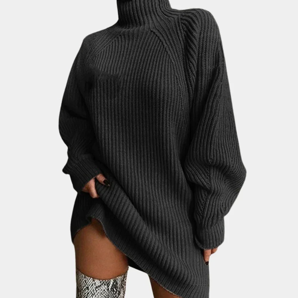 Pull Oversize Femme en Maille avec Bords Côtes