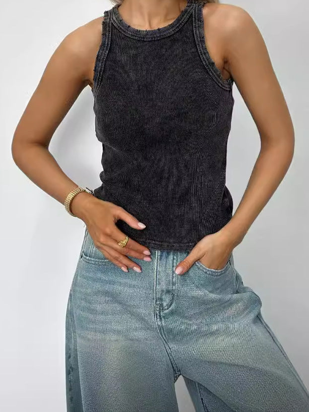 Top Sans Manches Texturé À Coupe Ajustée Pour Femme | Idéal Pour Usage Quotidien Et Saison Chaude