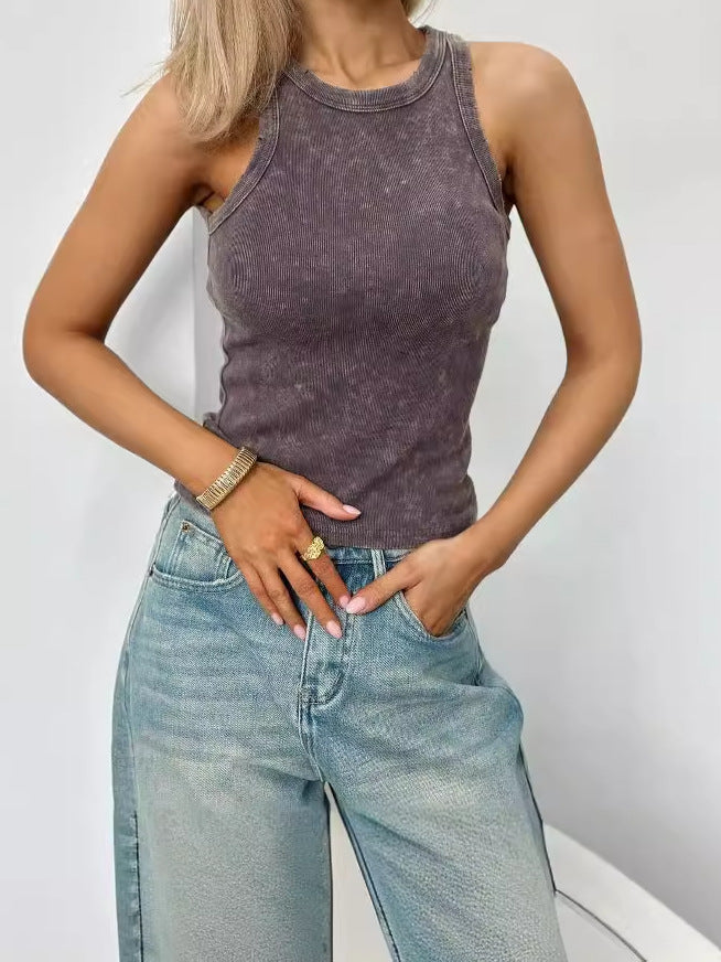 Top Sans Manches Texturé À Coupe Ajustée Pour Femme | Idéal Pour Usage Quotidien Et Saison Chaude
